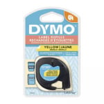 Dymo LetraTag Yellow Plastic 12mm X 4m 91332