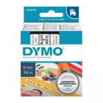 Dymo D1 Black on White Tape 6mm X7m S0720780