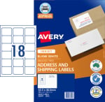 Avery J8161 18UP White Inkjet Address Labels Pack 50 936096