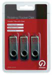 Shintaro 16GB Rotating pk3 Pocket Disk USB2.0 Black Pack-3