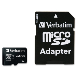 Verbatim 44084 64GB Premium Microsdxc Memory Card With Adapter