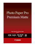 Canon A3 Photo Paper Pro Premium Matte Smooth Texture 210gsm 20 Sheets