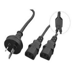 Alogic 2m Aus 3 Mains Plug to 2 X IEC C13 Y Splitter Cable (M/2xF)