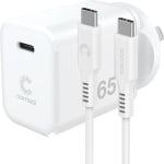 Comsol 65W USB-C GaN Charger and 2m USB-C Cable - White