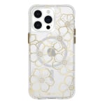 Case-Mate Floral Gems MagSafe Case For iPhone 15 Pro Max - Gold/Clear