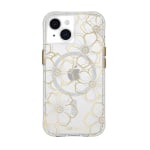 Case-Mate Floral Gems MagSafe Case For iPhone 15 - Gold/Clear