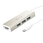 J5create JCH347 USB 3.1 Type-C to 3 Port USB Type-A Hub with Card Reader