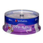 Verbatim Double Layer DVD+R in White Top Printable Pack of 25