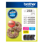 Brother LC233 3x Colour Value Pack of 3 Cyan/Magenta/Yellow