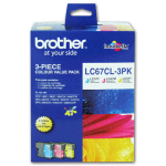 Brother LC67CL Cyan/Magenta/Yellow Colour Pack 325 Pages Each