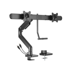 Brateck Gas Spring Dual Monitor Arm With USB-A/C Ports Black LDT81-C022UC-B