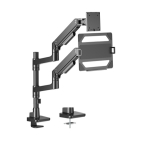 Brateck Pole-Mounted Gas Spring Dual Monitor Arm Fine Texture Black LDT81-C024P-ML-B